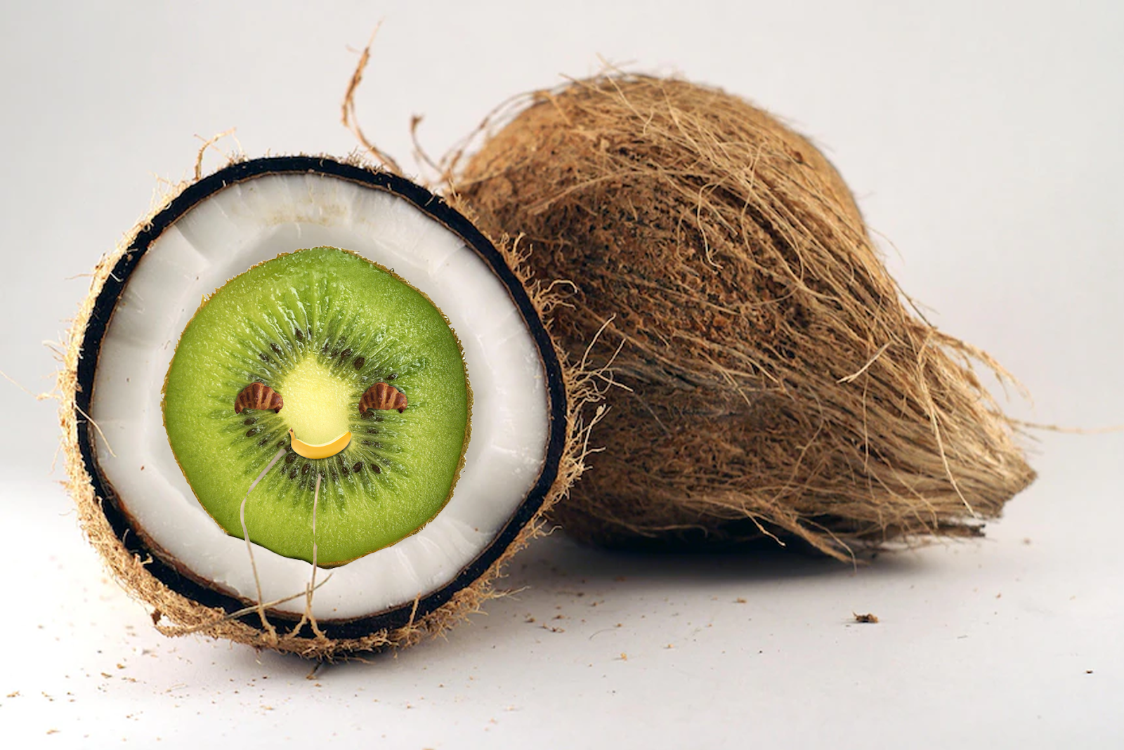 A photo compiling certain foods to look like a face